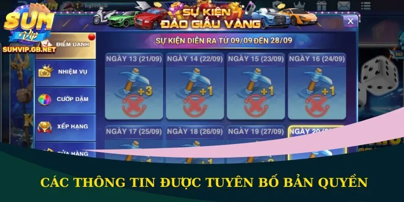 Các thông tin được tuyên bố bản quyền