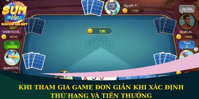 Khi tham gia game đơn giản khi xác định thứ hạng và tiền thưởng