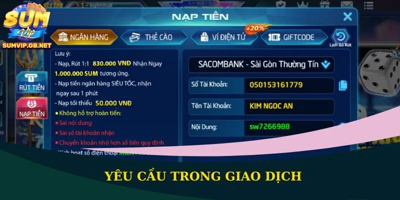 Yêu cầu trong giao dịch